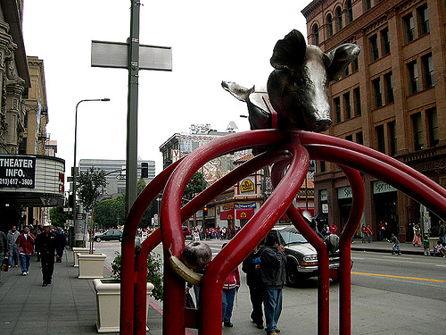 Public Art Revisited: The Pig-Headed Bicycle Rack